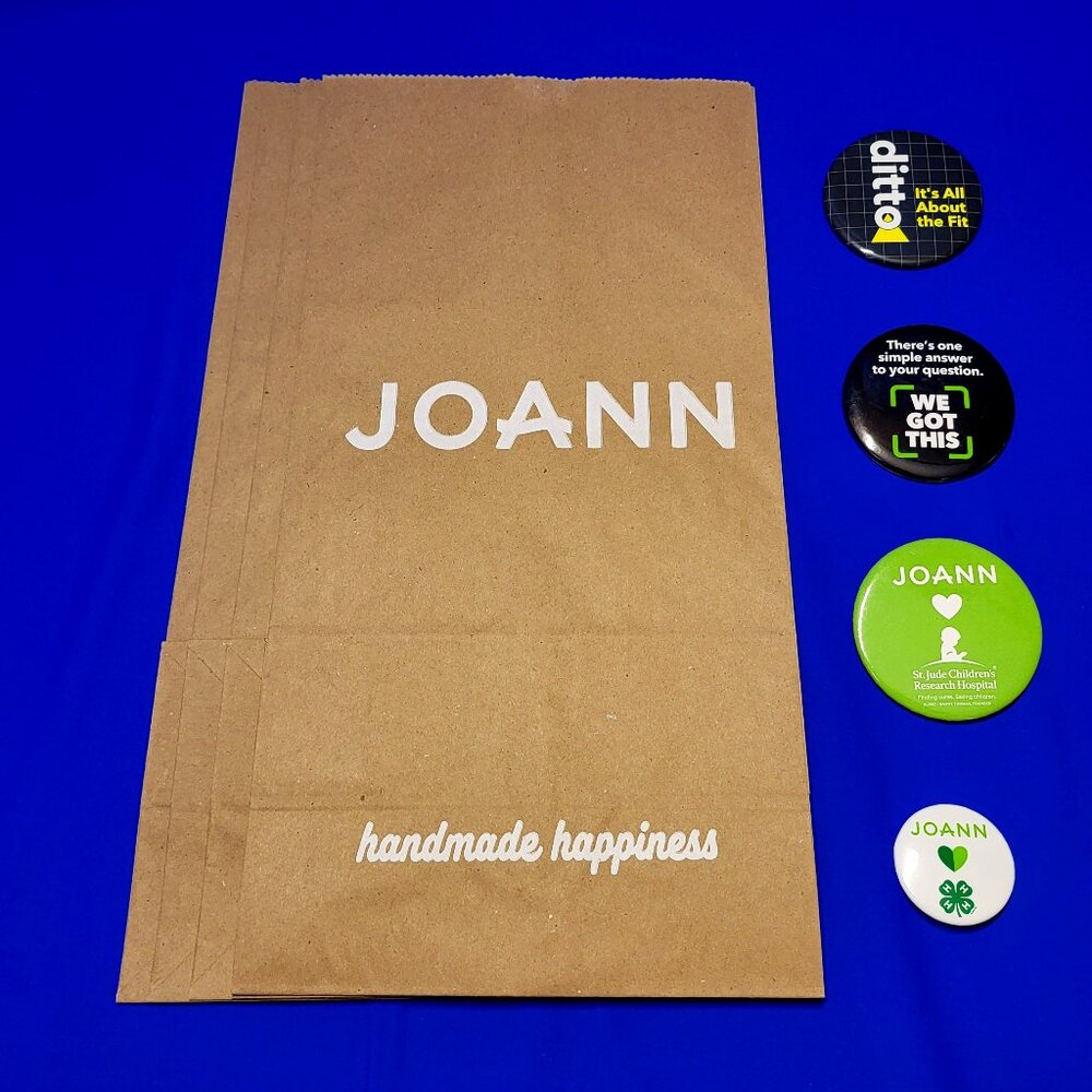 5 New Paper Bags & 4 Button Pins from Joann Fabrics